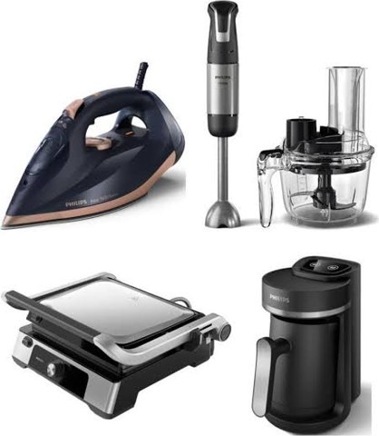 Philips ütü, el blenderi, doğrayıcı, ızgara ve Türk kahvesi makinesi